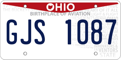 OH license plate GJS1087