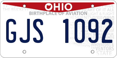 OH license plate GJS1092