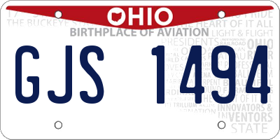 OH license plate GJS1494