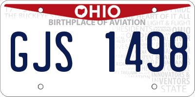 OH license plate GJS1498