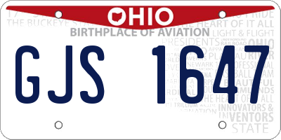 OH license plate GJS1647