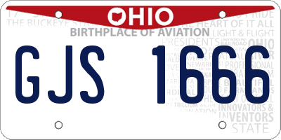 OH license plate GJS1666