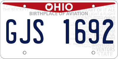 OH license plate GJS1692