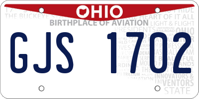 OH license plate GJS1702