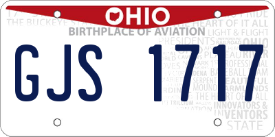 OH license plate GJS1717