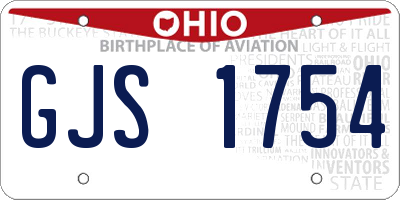 OH license plate GJS1754