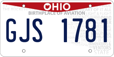 OH license plate GJS1781