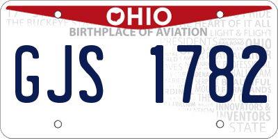 OH license plate GJS1782