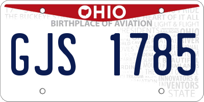 OH license plate GJS1785