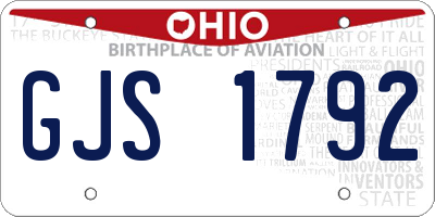 OH license plate GJS1792