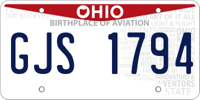 OH license plate GJS1794