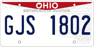 OH license plate GJS1802