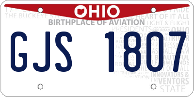 OH license plate GJS1807