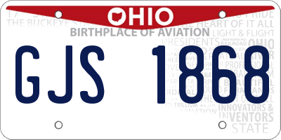 OH license plate GJS1868