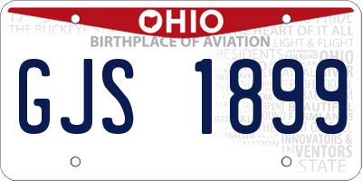 OH license plate GJS1899
