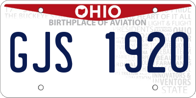 OH license plate GJS1920