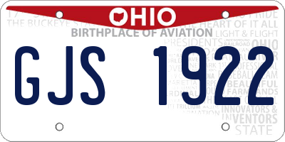 OH license plate GJS1922