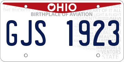 OH license plate GJS1923