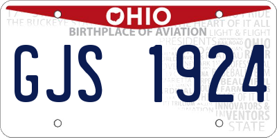 OH license plate GJS1924
