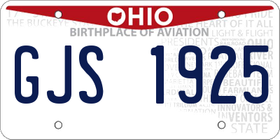 OH license plate GJS1925
