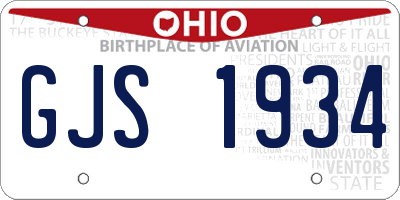 OH license plate GJS1934