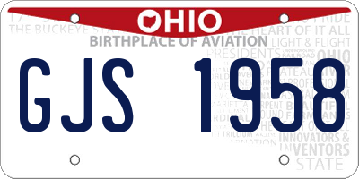OH license plate GJS1958