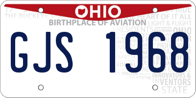 OH license plate GJS1968