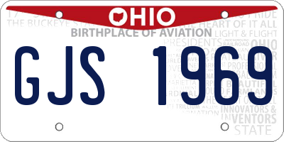 OH license plate GJS1969