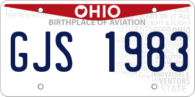 OH license plate GJS1983