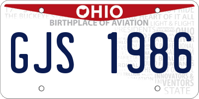 OH license plate GJS1986