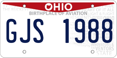 OH license plate GJS1988