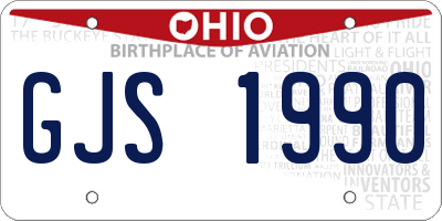 OH license plate GJS1990