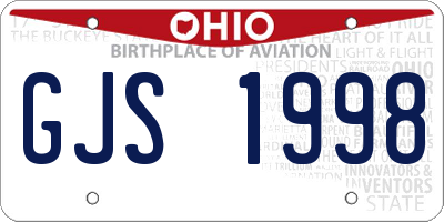 OH license plate GJS1998