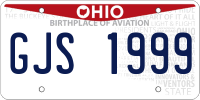 OH license plate GJS1999