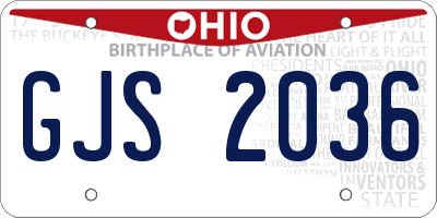 OH license plate GJS2036