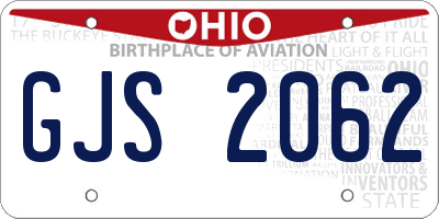 OH license plate GJS2062