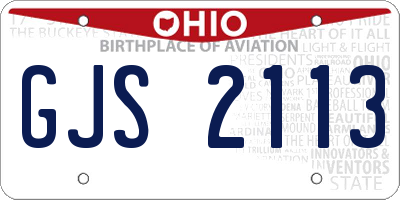 OH license plate GJS2113