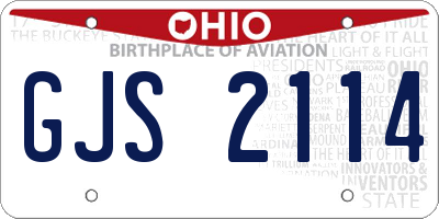 OH license plate GJS2114