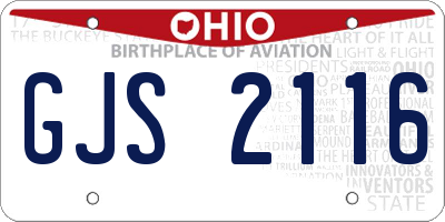 OH license plate GJS2116