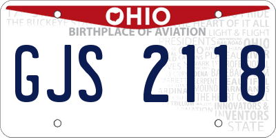 OH license plate GJS2118