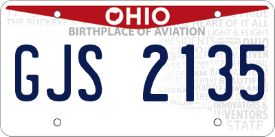 OH license plate GJS2135