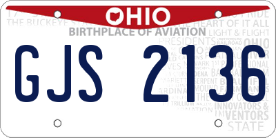 OH license plate GJS2136