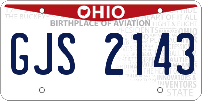 OH license plate GJS2143