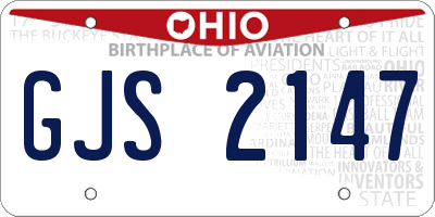 OH license plate GJS2147