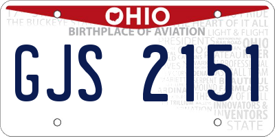 OH license plate GJS2151