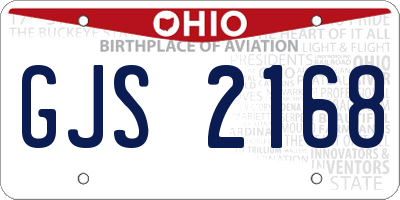 OH license plate GJS2168