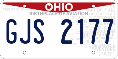 OH license plate GJS2177