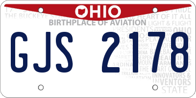 OH license plate GJS2178