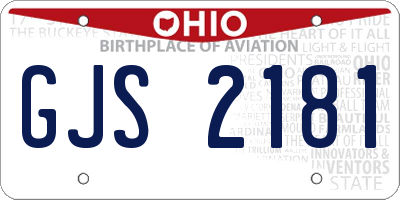 OH license plate GJS2181