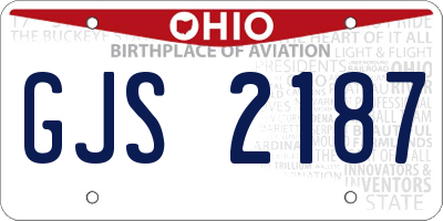 OH license plate GJS2187